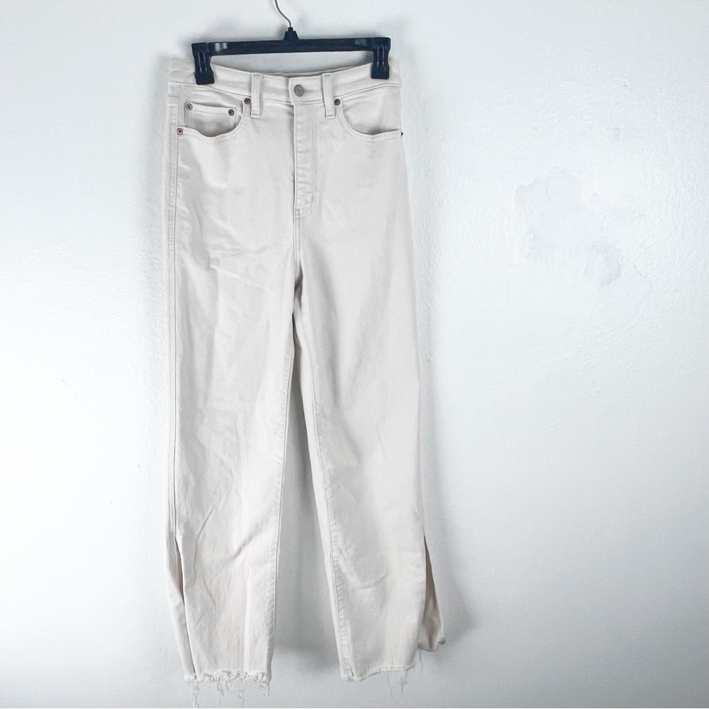 DAZE Just Right Cream Organic Cotton Blend High Rise Side Splits Hem Jeans 29